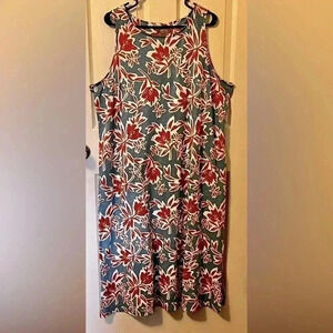 Naturals D&Co Linen Blend Midi Dress Woman Size XLP Summer Spring Light EUC